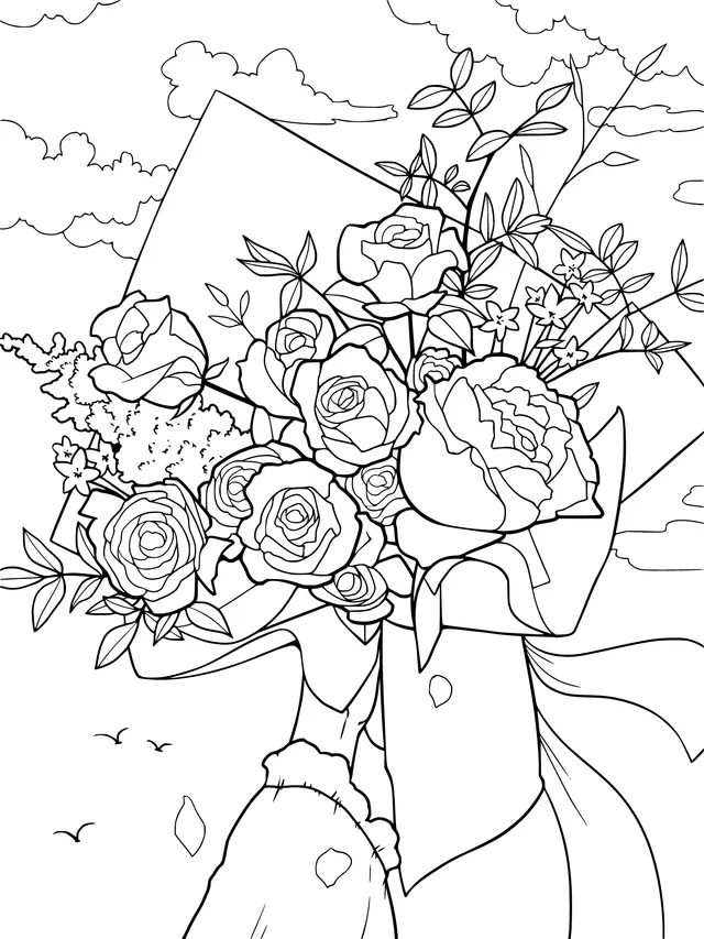 Holding a Colorful Bouquet