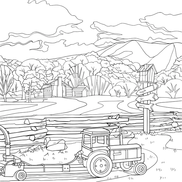 Tractor in the Rural Field