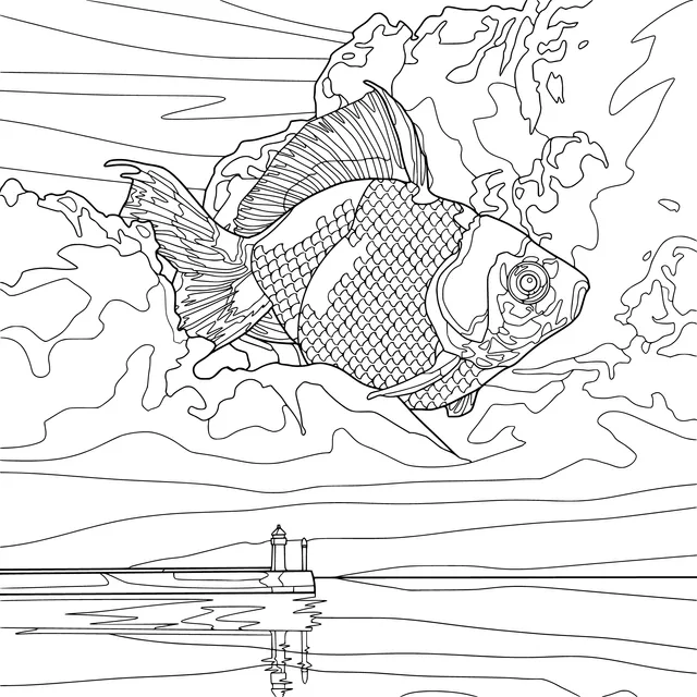 Goldfish Leaping out of the Sea