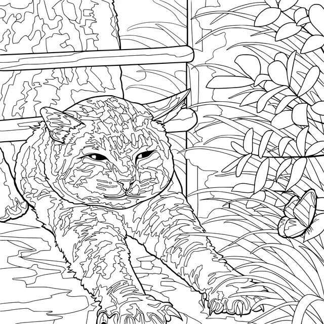 Cat and Blue Butterfly