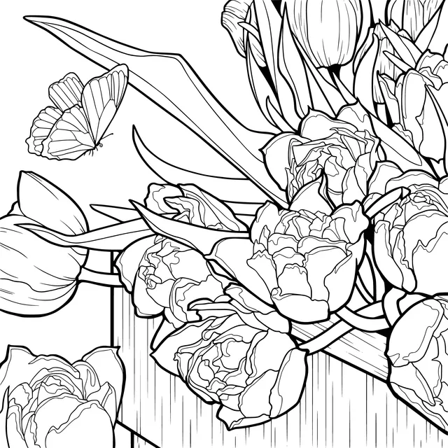 Butterfly and Tulips