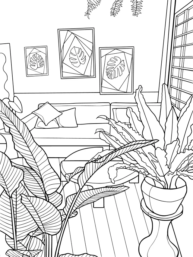 A Cozy Living Room Decorated with Green Plants