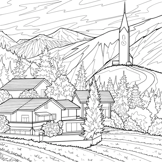 Scenery of a Mountain Town