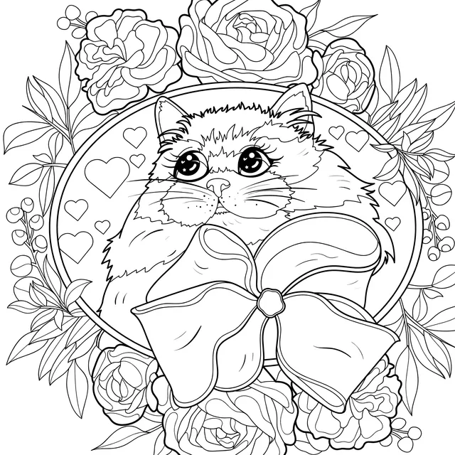 Cute Cat in a Flower Cluster