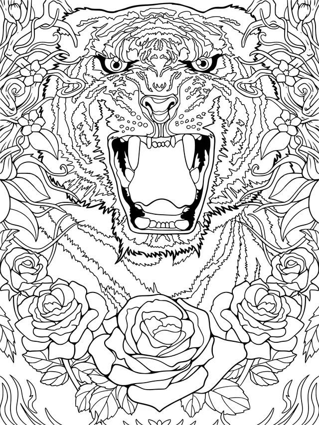 Roaring Tiger and Roses