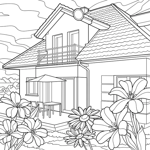A Cozy House Surrounded by Flowers