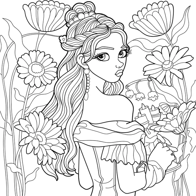 Princess in the Flower - Bed