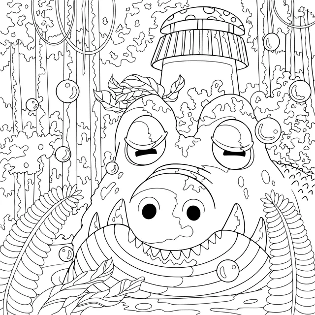 Crocodile in the Forest Pond