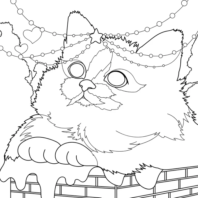 Cute Cat with String Lights on Its Head