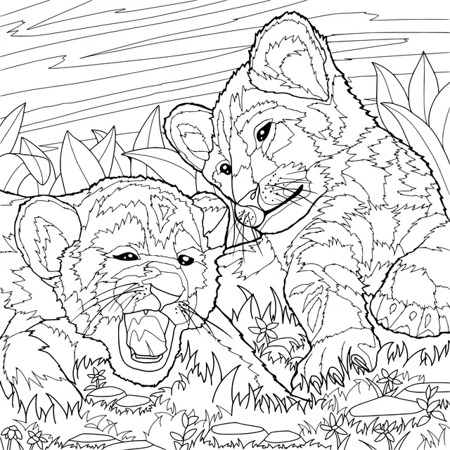 Playing Lion Cubs