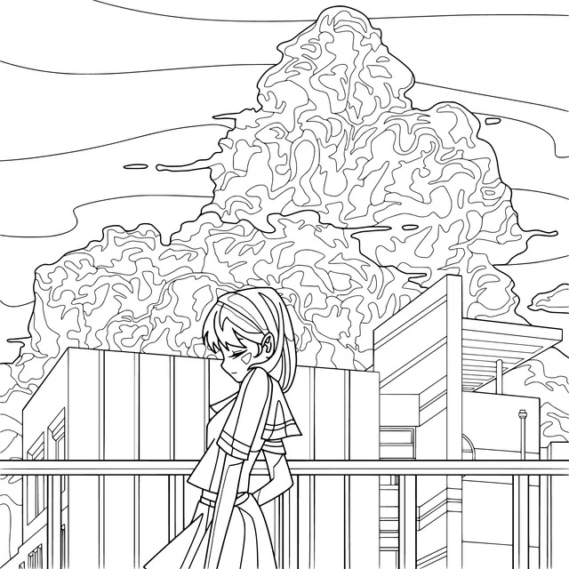 Girl on the Platform and Gorgeous Clouds