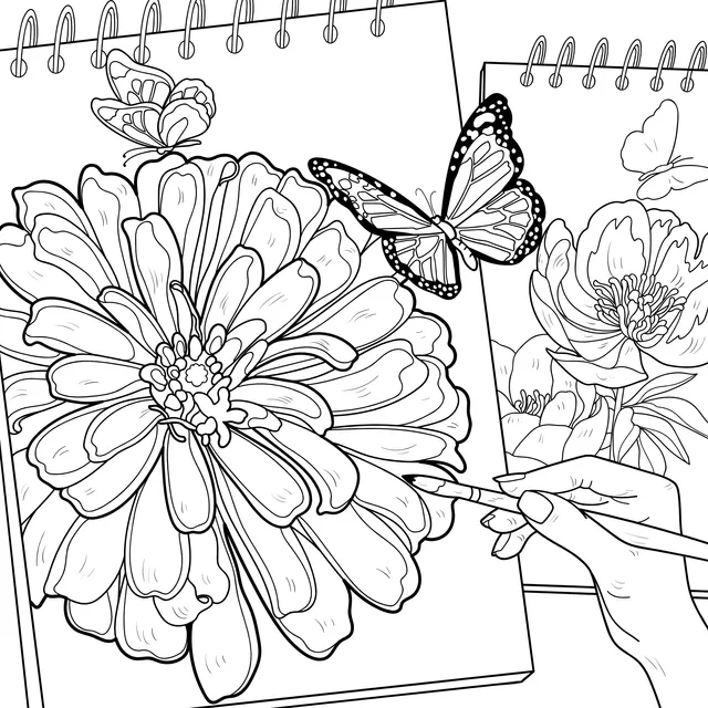 Painting Flowers and Butterflies