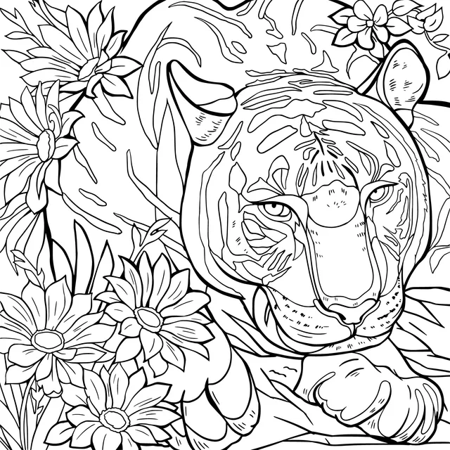 White Tiger in the Flower丛