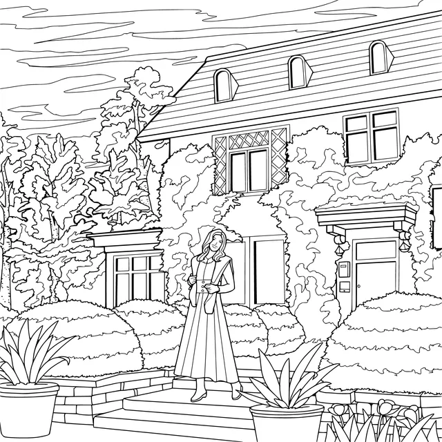 Woman Standing in Front of a House