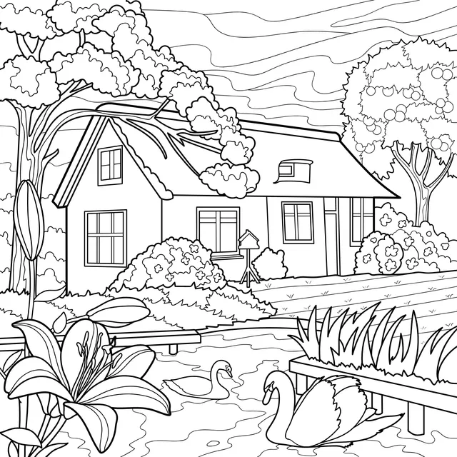 Cottage by the Rural Lake