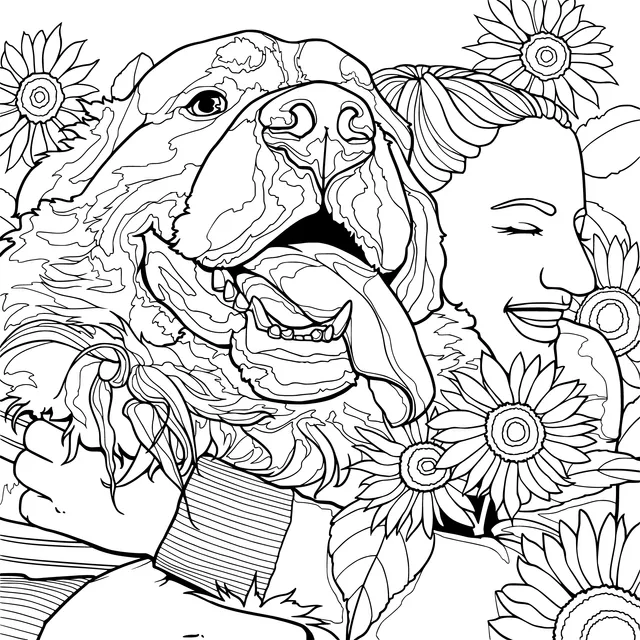 Happy Moments of a Girl and a Big Dog