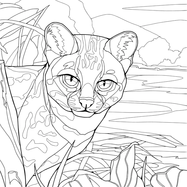 Leopard cat in the riverside grass