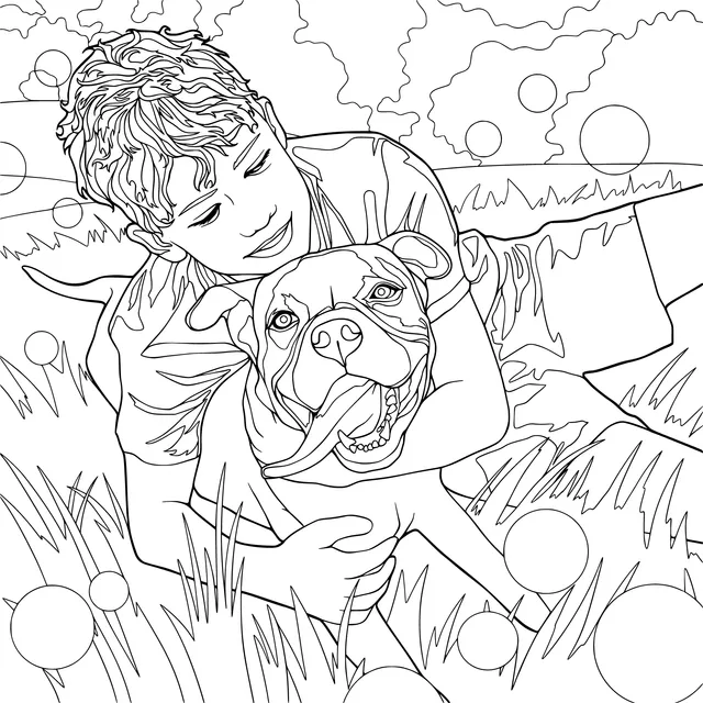 Warm moment between a boy and his dog