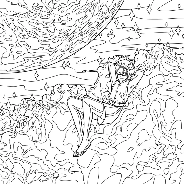 A Girl Resting under the Moon