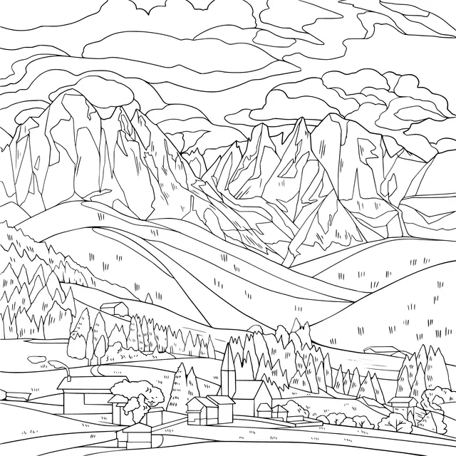 Beautiful Scenery of a Mountain Village