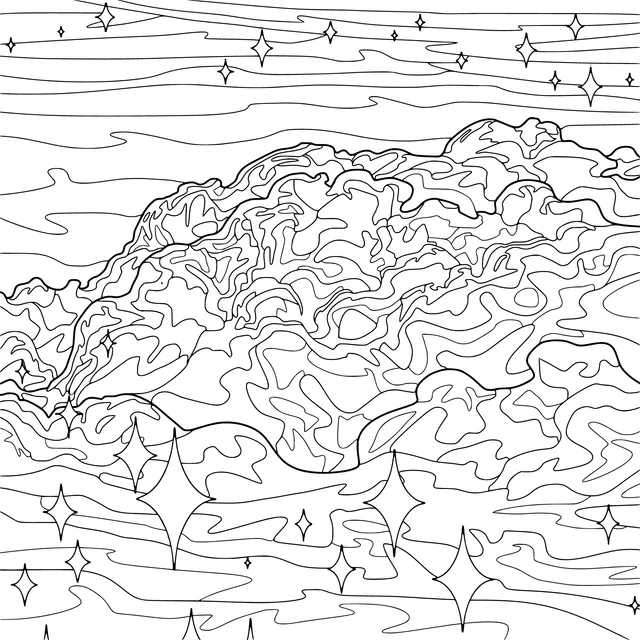 Dreamy Mountains and Starry Sky