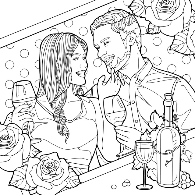Romantic couple's wine - tasting time