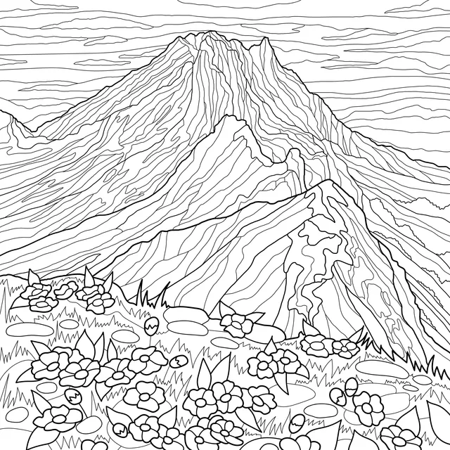 Mountain Surrounded by Blooming Flowers