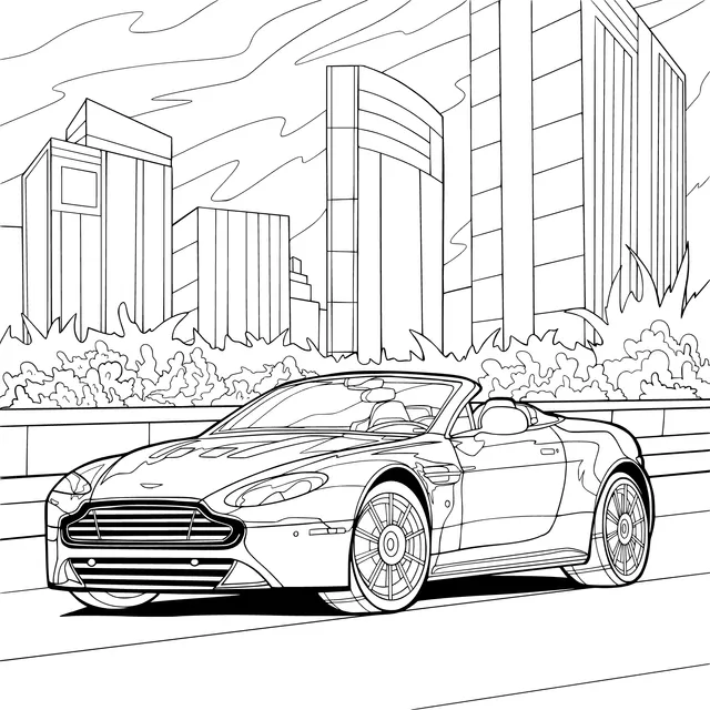 Blue Convertible Sports Car in the City