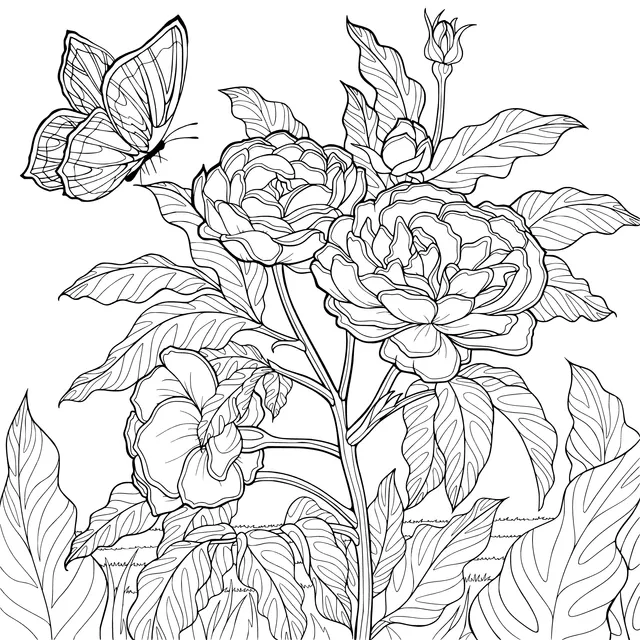 Butterfly and Blooming Flowers
