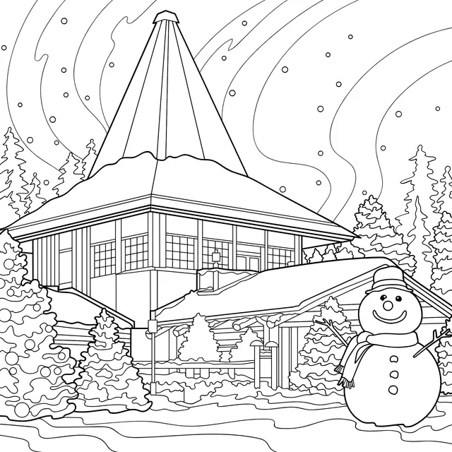 Cozy Cabin and Snowman on a Winter Night