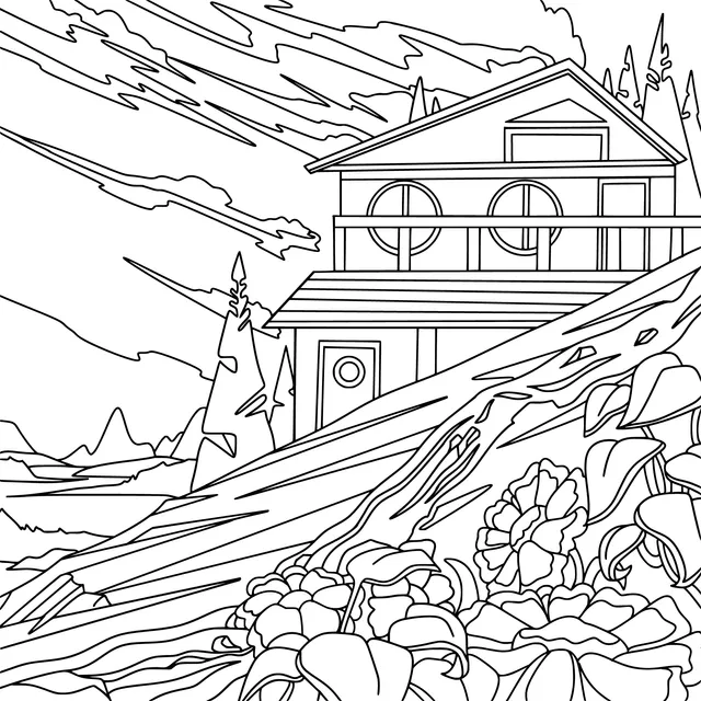 Mountain Cottage at Sunset