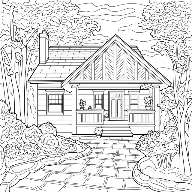 Cottage in the Autumn Forest
