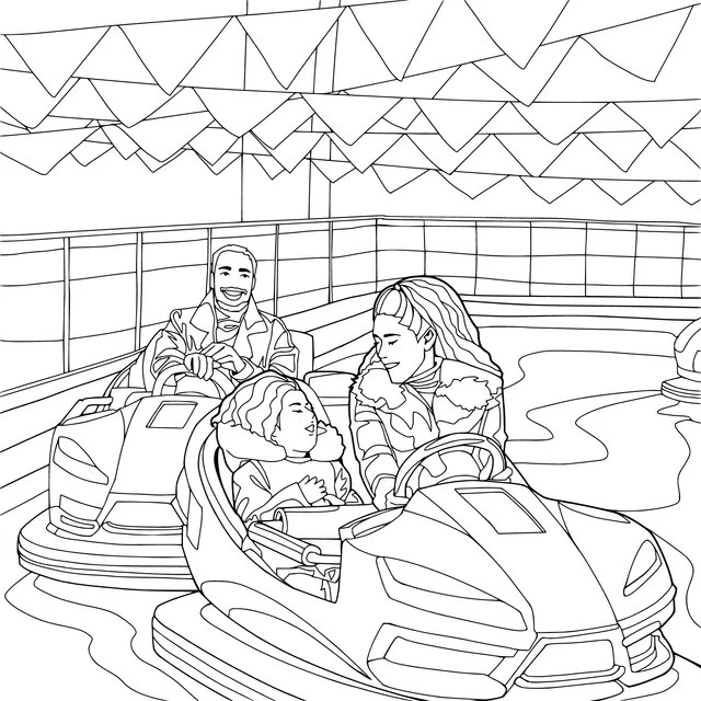 Family playing on bumper - cars