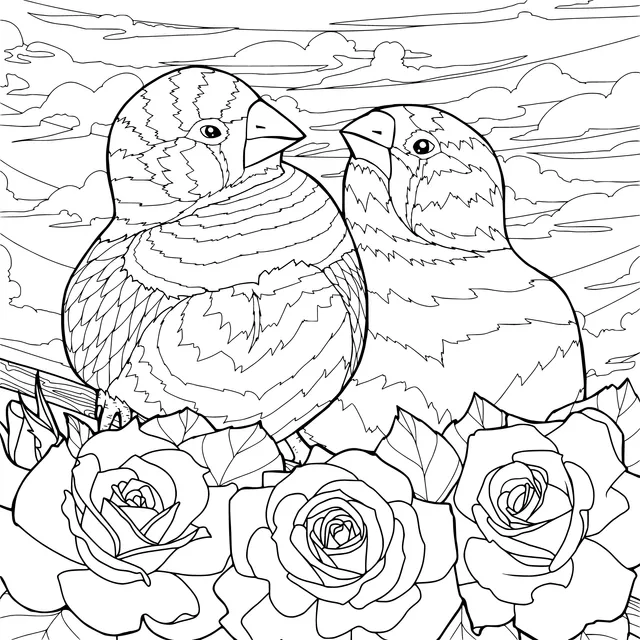 Two Birds in the Flower Bed
