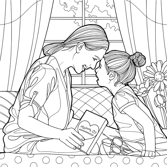 Warm moment between mother and daughter