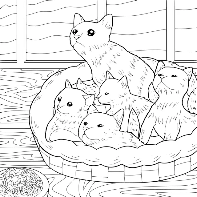 Mother Cat and Kittens