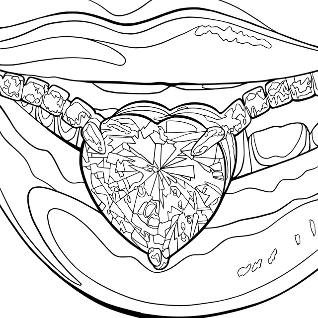 Heart - shaped Gemstone between Lips
