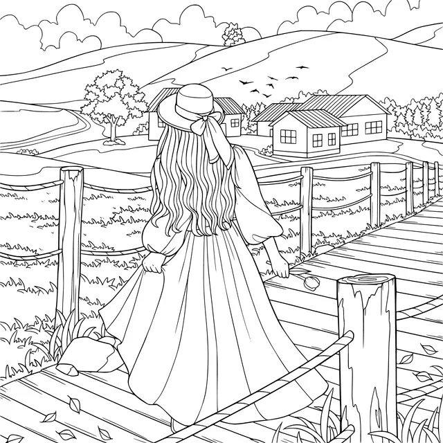Woman walking on a rural path