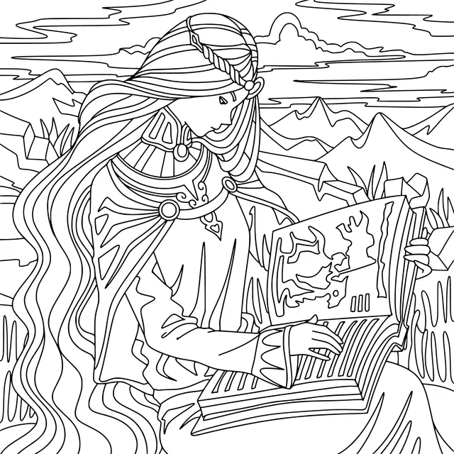Woman Reading an Ancient Book