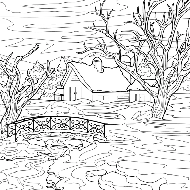 Winter Countryside Snow Scene