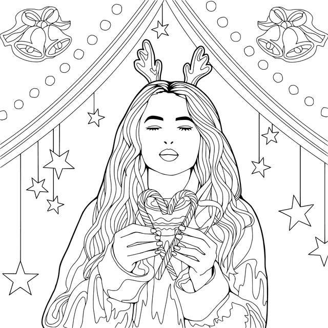 Christmas - themed Girl Holding Candy Canes