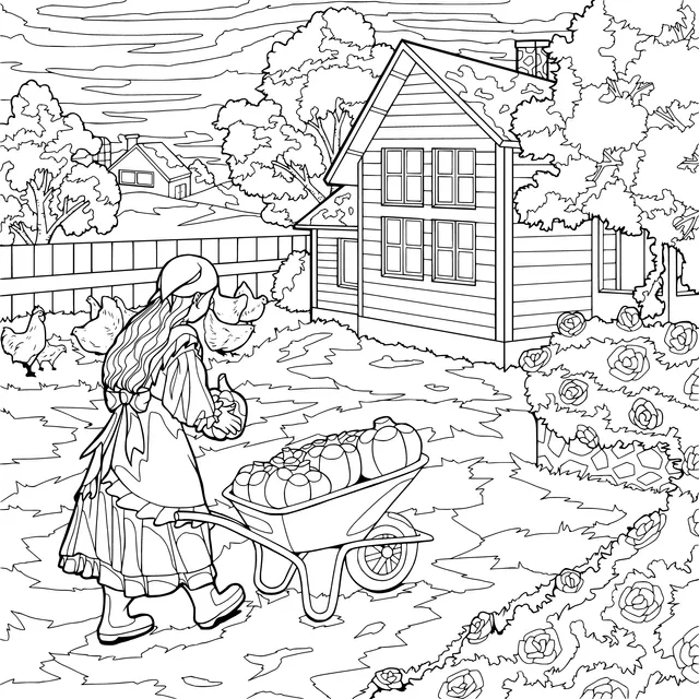 Work in Front of a Farmhouse in Autumn