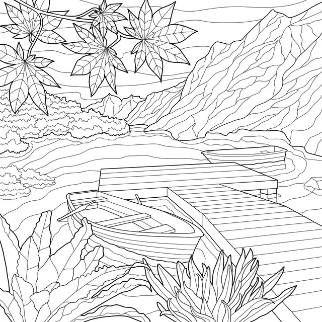 Scenery of Boats by the Lake