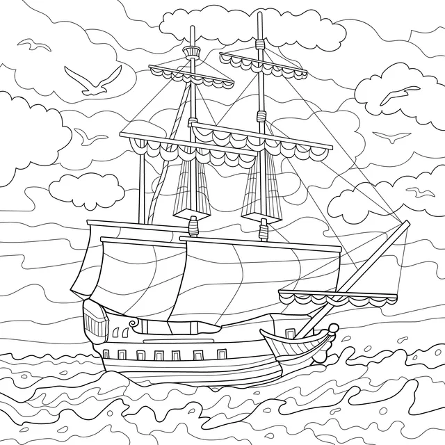 Sailing Ship on the Sea