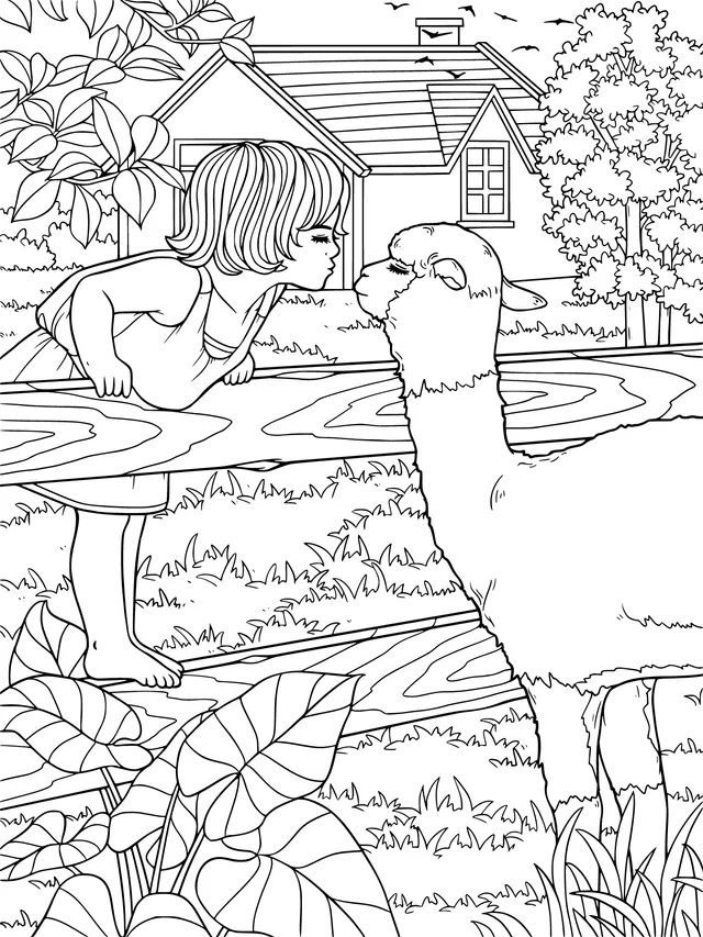 A girl's affectionate moment with an alpaca