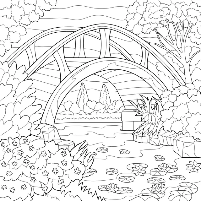 Scenery of Arch Bridge by the River