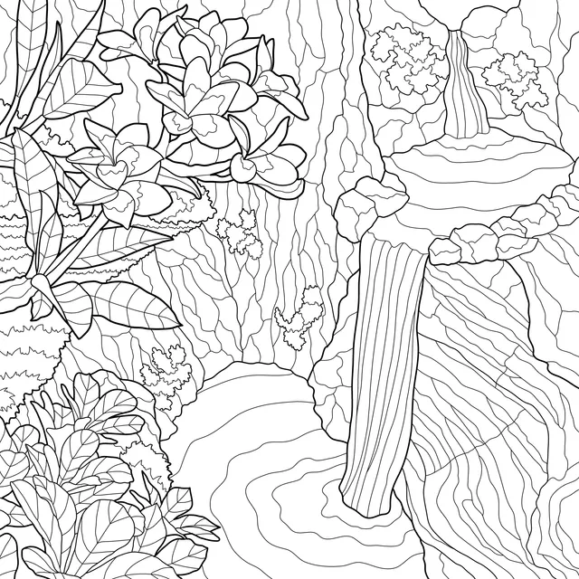 Flowering Waterfall Landscape