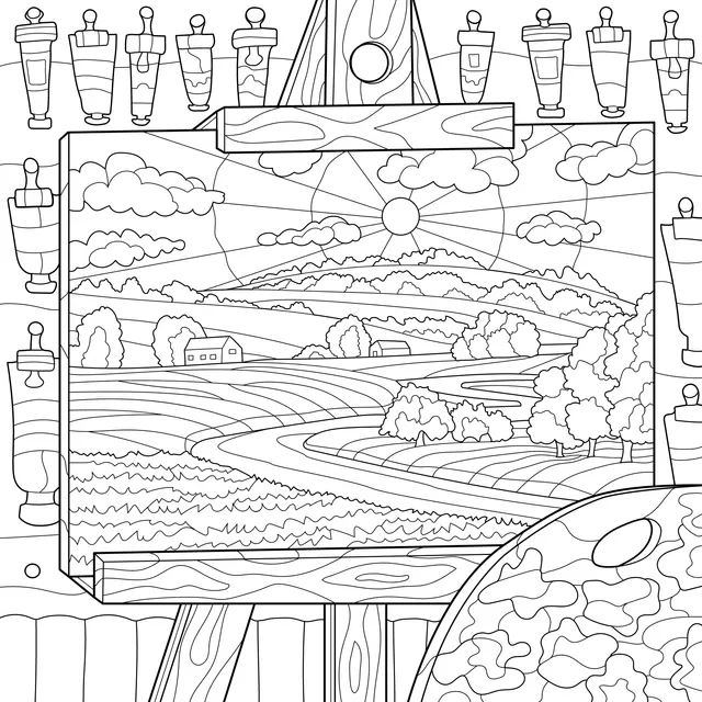 Rural landscape painting