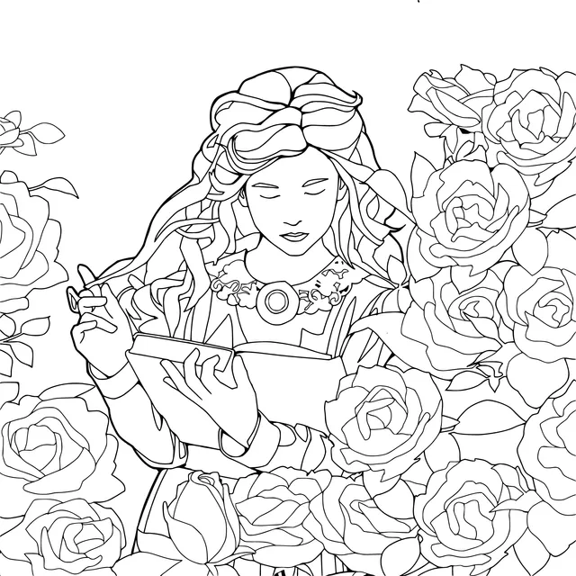 Reading Girl in the Flower丛