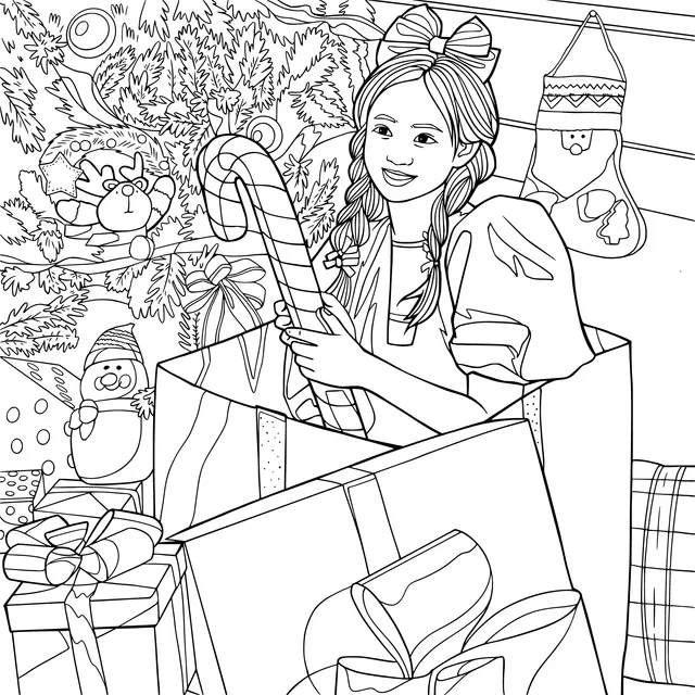 Girl in the Christmas gift